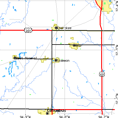 Zip code 66773 close-up map