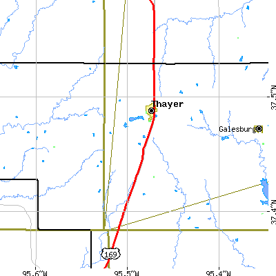 Zip code 66776 close-up map