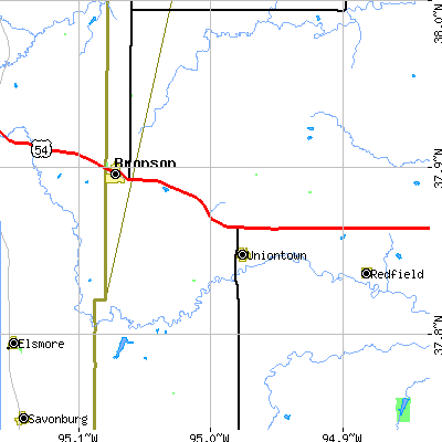 Zip code 66779 close-up map