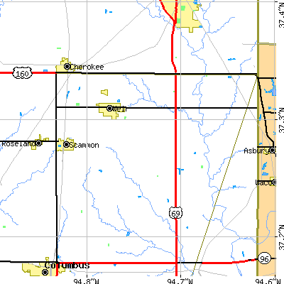 Zip code 66781 close-up map