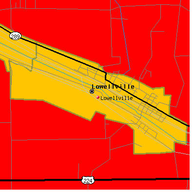 Lowellville map