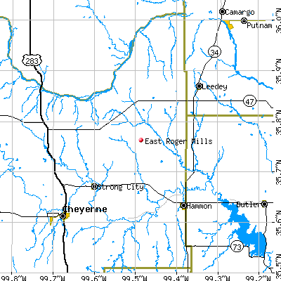 East Roger Mills map