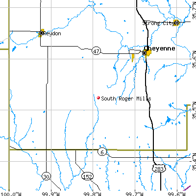 South Roger Mills map