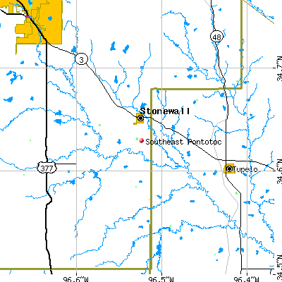 Southeast Pontotoc map