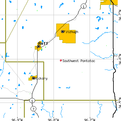 Southwest Pontotoc map