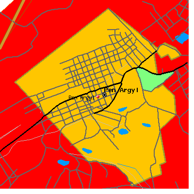 Pen Argyl map