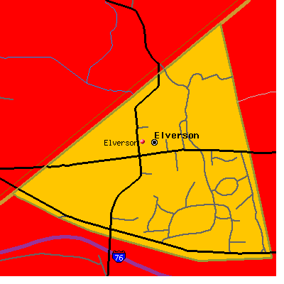Elverson map