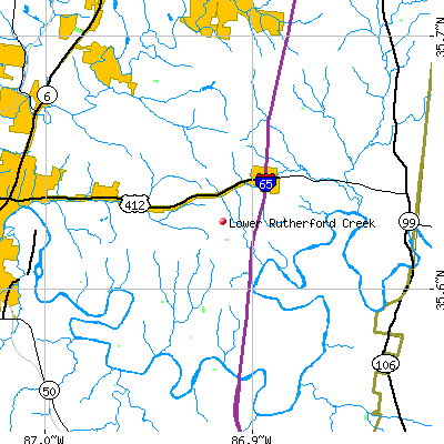 Lower Rutherford Creek map