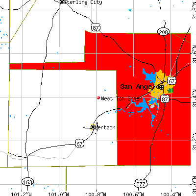 West Tom Green map