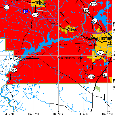 Southwest Leon map