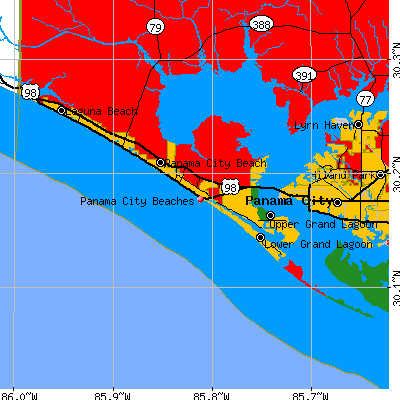 Panama City Beaches map