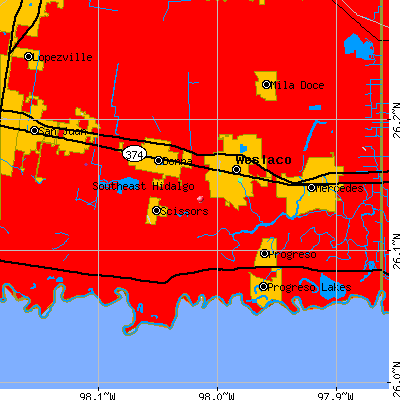 Southeast Hidalgo map