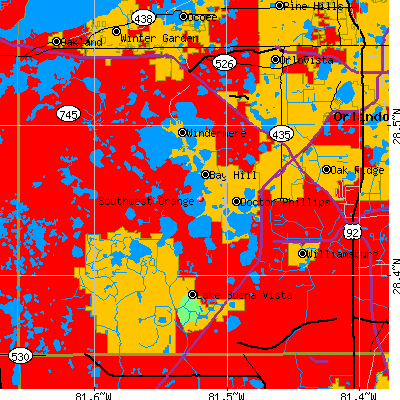 Southwest Orange map