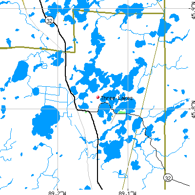 Three Lakes map