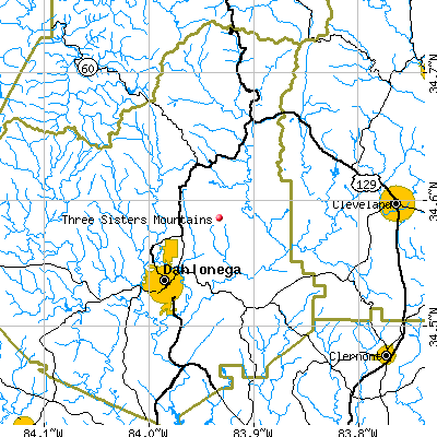 Three Sisters Mountains map