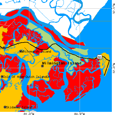 Tybee Island-Wilmington map
