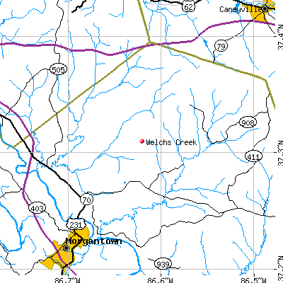 Welchs Creek map