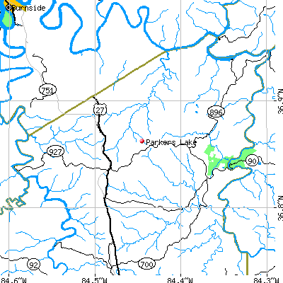 Parkers Lake map