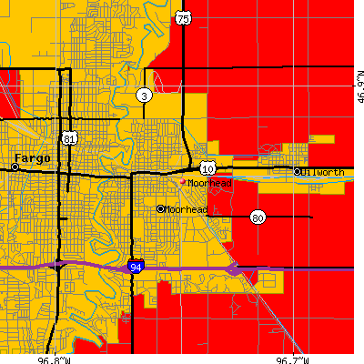 Moorhead map