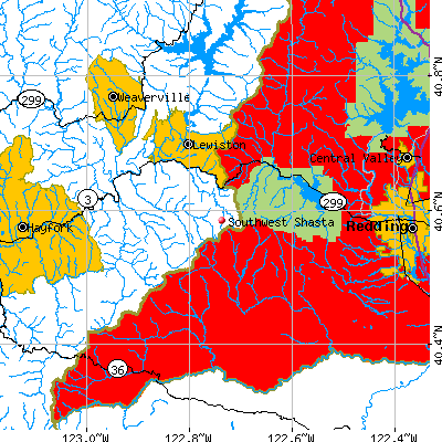 Southwest Shasta map