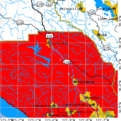 Cloverdale-Geyserville map