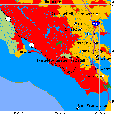 Southwest Marin map