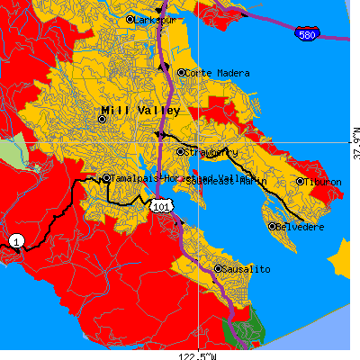 Southeast Marin map