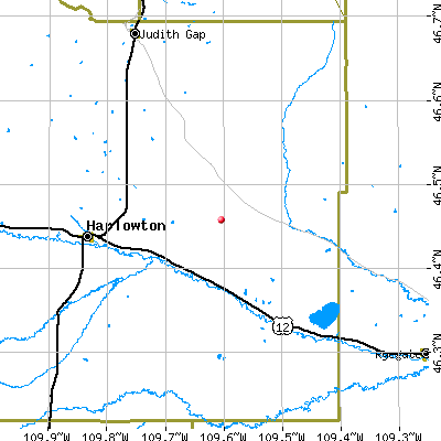 Judith Gap-Shawmut map