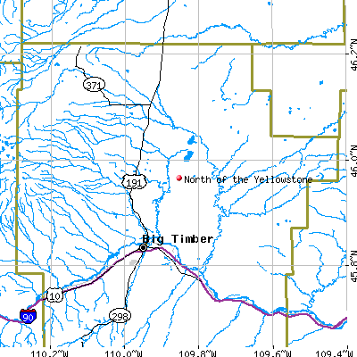 North of the Yellowstone map