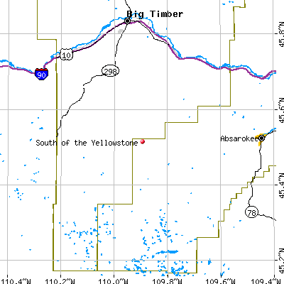 South of the Yellowstone map
