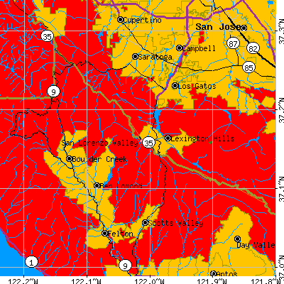 San Lorenzo Valley map
