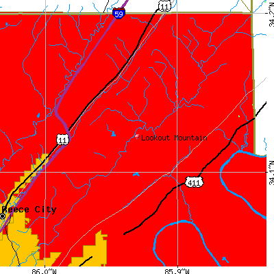 Lookout Mountain map