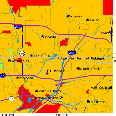 Upper San Gabriel Valley map