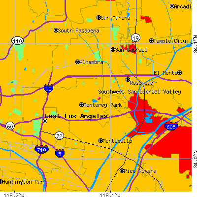 Southwest San Gabriel Valley map