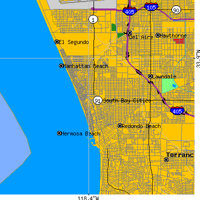 South Bay Cities map