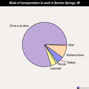 Berrien Springs mode of transportation to work chart