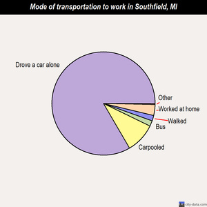 Southfield mode of transportation to work chart