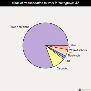 Youngtown mode of transportation to work chart