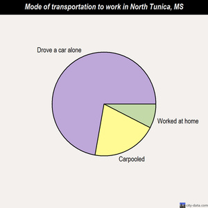 North Tunica mode of transportation to work chart