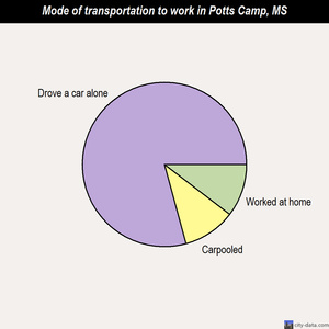 Potts Camp mode of transportation to work chart