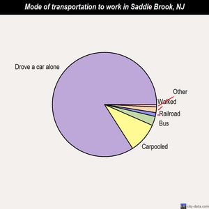 Saddle Brook mode of transportation to work chart
