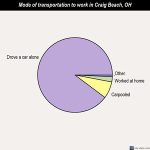 Craig Beach mode of transportation to work chart