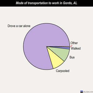 Gordo mode of transportation to work chart