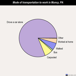 Muncy mode of transportation to work chart