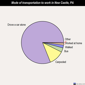 New Castle mode of transportation to work chart