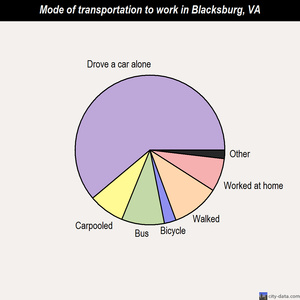 Blacksburg mode of transportation to work chart