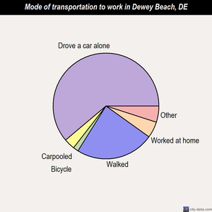 Dewey Beach mode of transportation to work chart