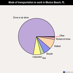 Mexico Beach mode of transportation to work chart