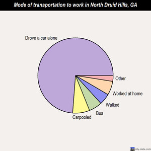 North Druid Hills mode of transportation to work chart