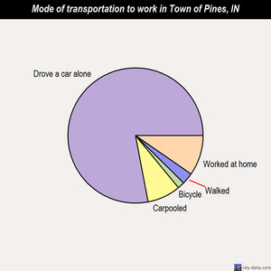 Town of Pines mode of transportation to work chart